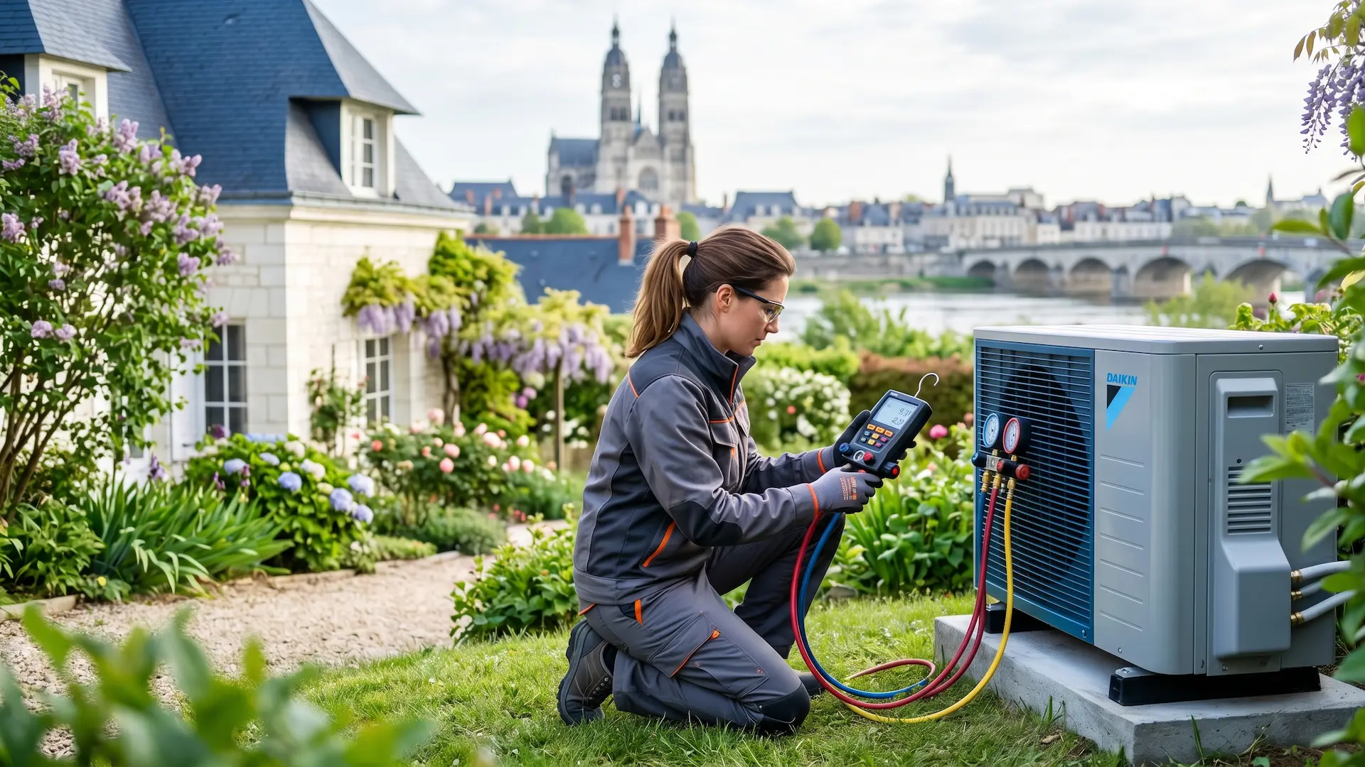 Formation fluides frigorigènes Tours — technicienne installatrice de pompe à chaleur air-eau en Touraine